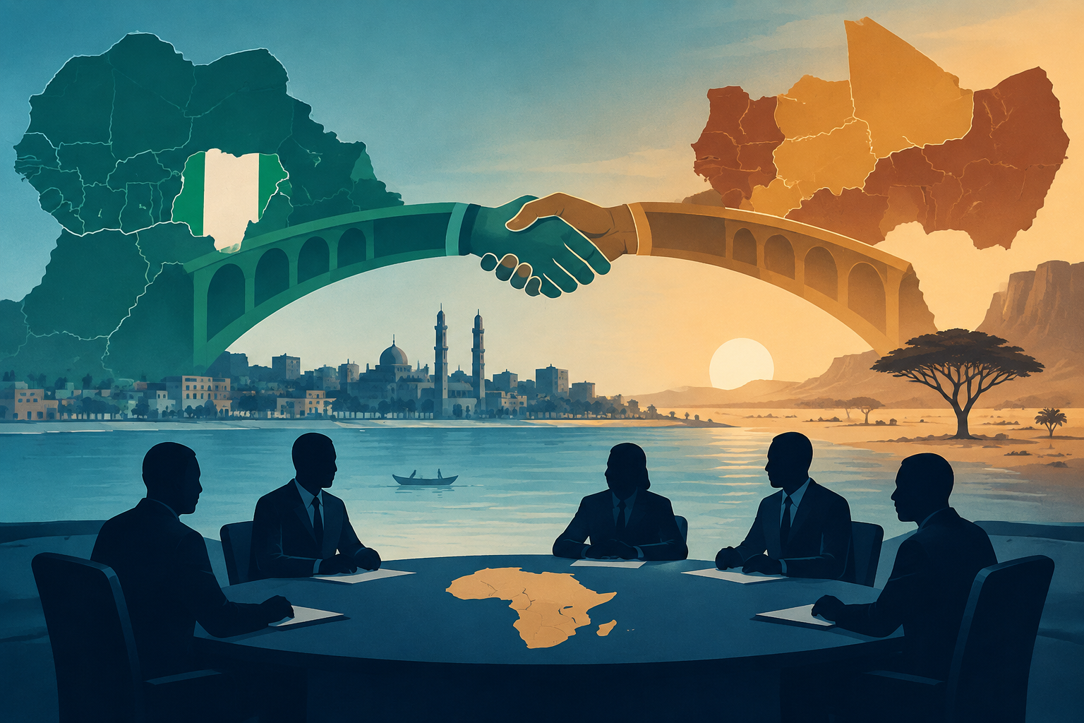 Illustration éditoriale : Nigeria pushes for stronger ECOWAS ties with Sahel states